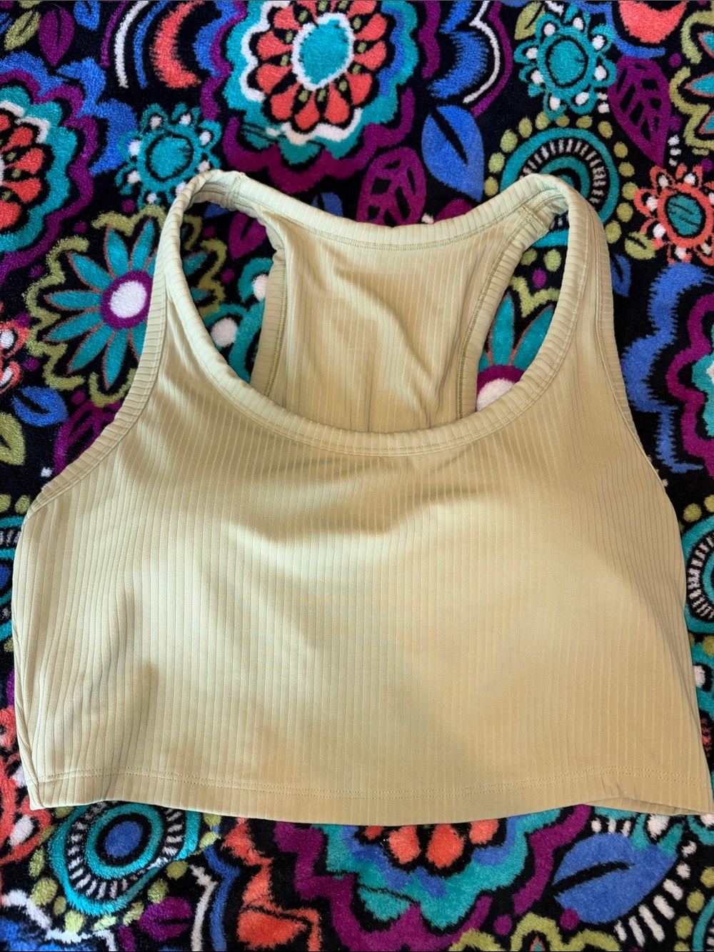 all in motion Ribbed Crop Tank Top in Light Olive